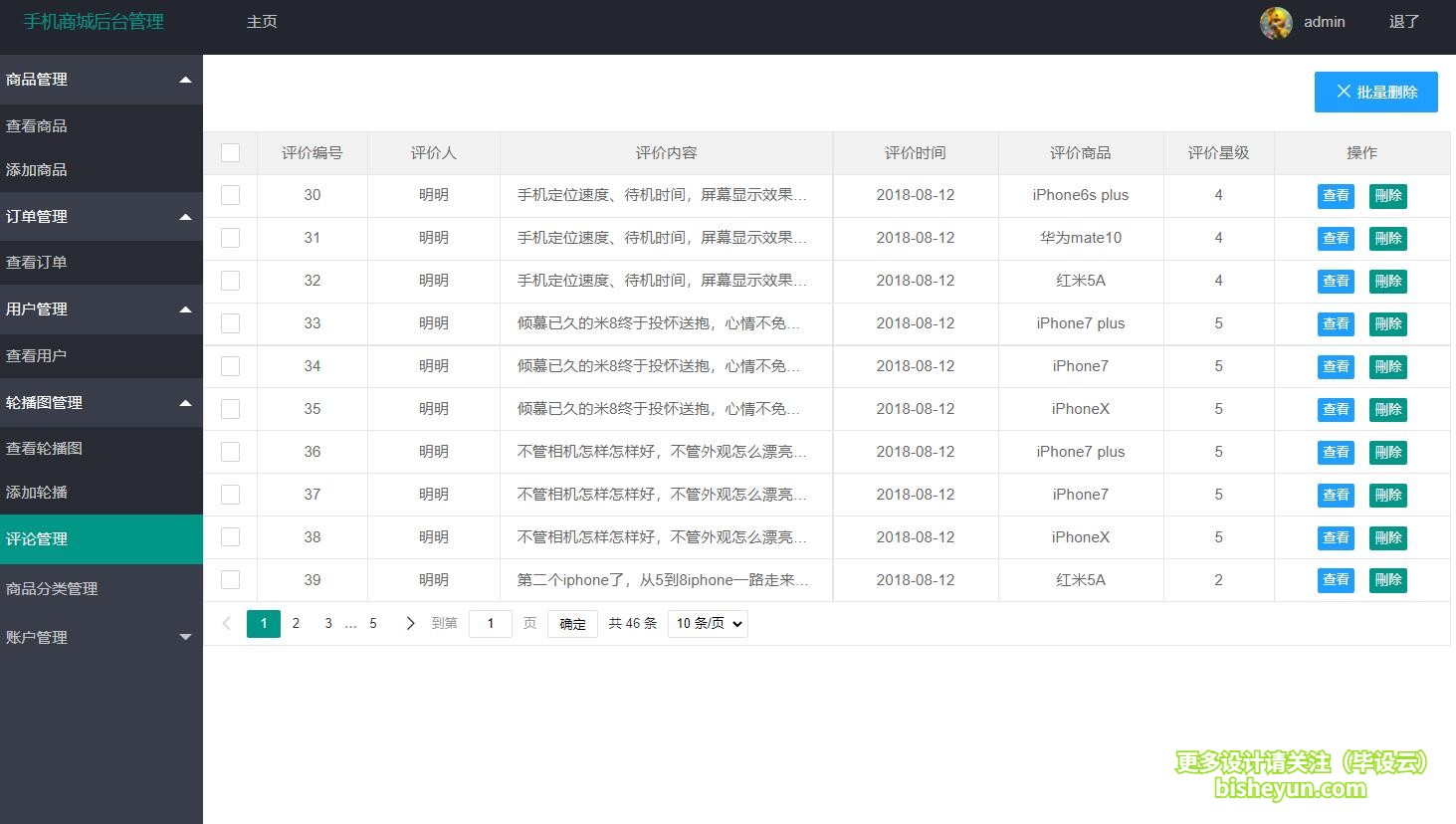 基于ssm手机商城管理系统-用户评价管理