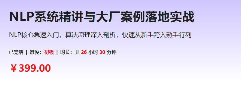 NLP系统精讲与大厂案例落地实战