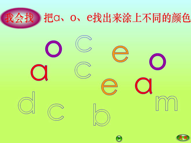 字与拼音 a o e flash动画课件下载