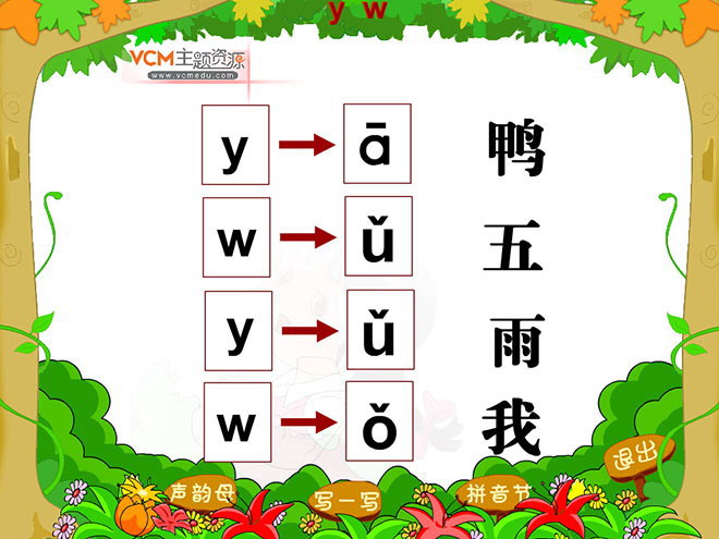 字与拼音w-y flash动画课件下载
