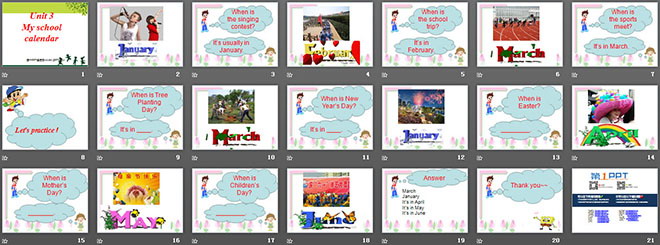 《My school calendar》第一课时PPT课件