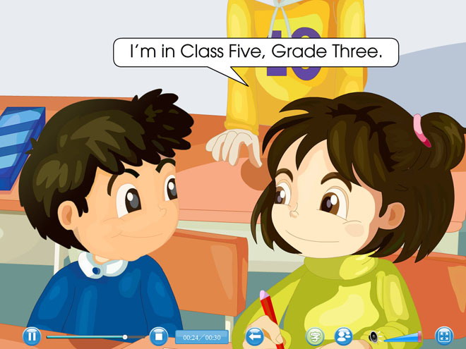 《I\m in Class One,Grade Three》Flash动画课件2