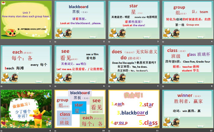 《How many stars does each group have》PPT