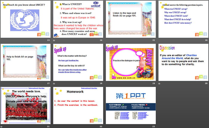 《Intemational charities》Integrated skillsPPT