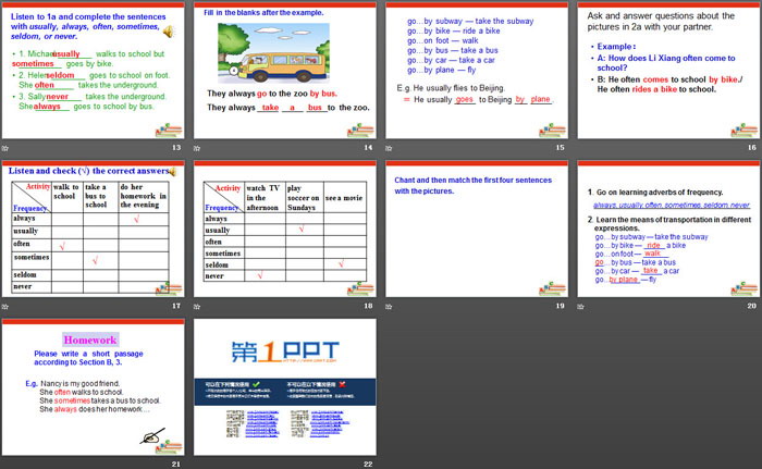 《I usually come to school by subway》SectionB PPT