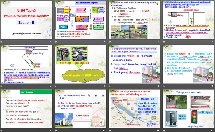 《Which is the way to the hospital?》SectionB PPT