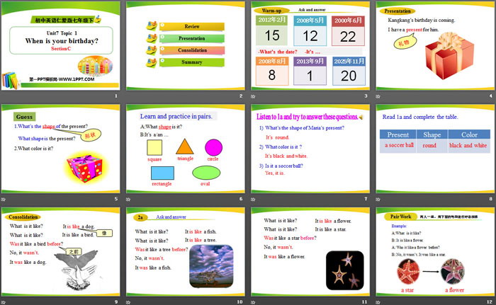 《When is your birthday?》SectionC PPT