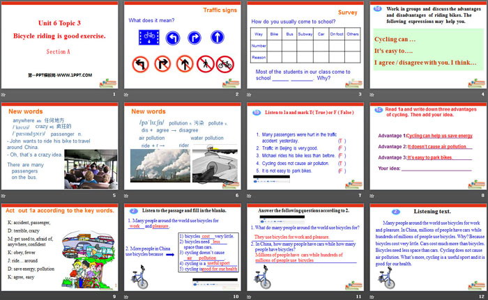 《Bicycle riding is good exercise》SectionA PPT
