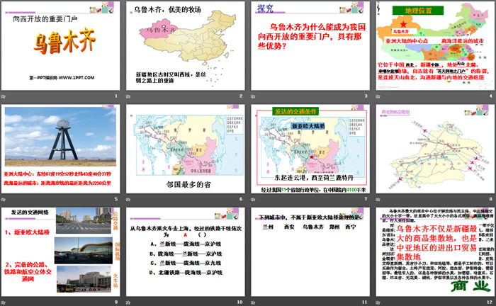 《向西开放的重要门户—乌鲁木齐》一方水土养一方人PPT