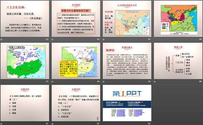 《西晋的短暂统一和北方各族的内迁》PPT