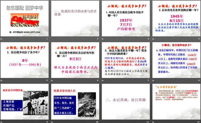 《勿忘国耻 圆梦中华》PPT下载