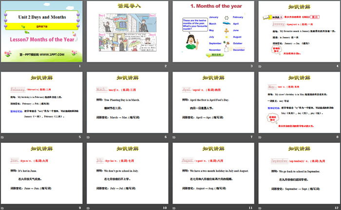 《Months of the Year》Days and Months PPT课件下载