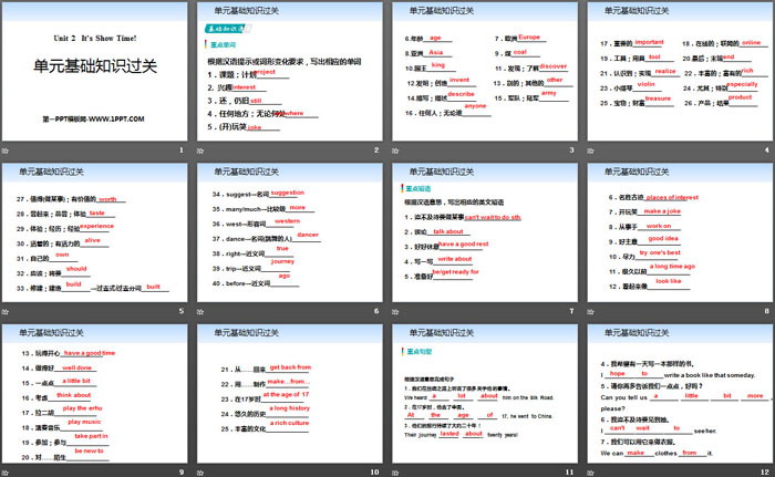 《单元基础知识过关》It\s Show Time! PPT
