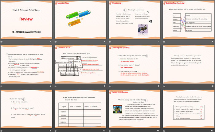 《Review》Me and My Class PPT