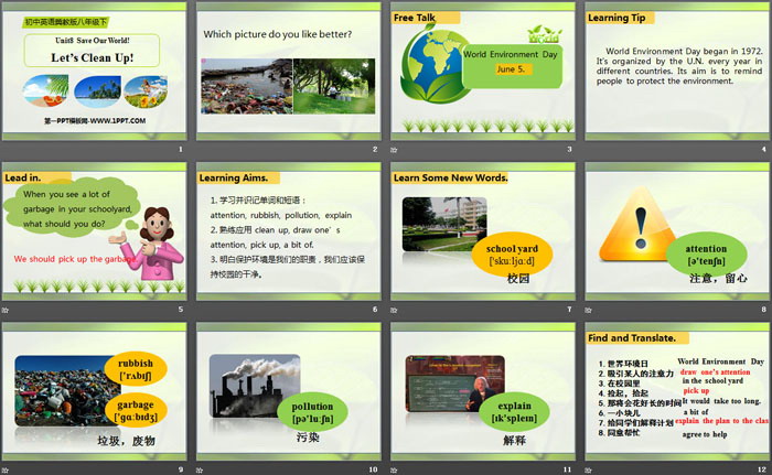 《Let\s Clean Up!》Save Our World! PPT下载