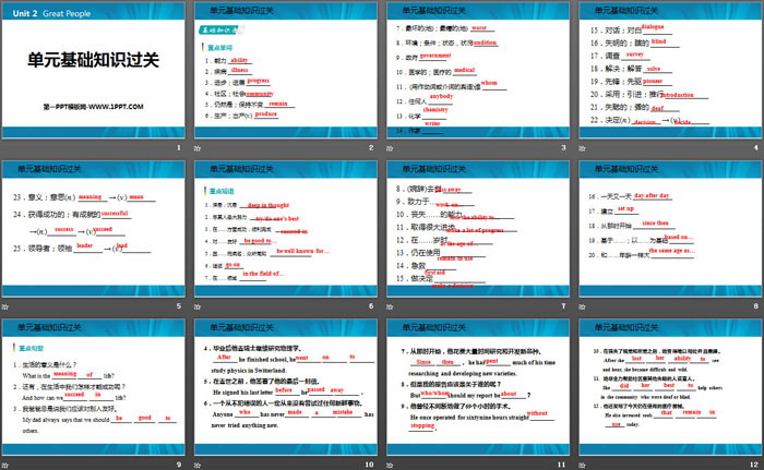 《单元基础知识过关》Great People PPT