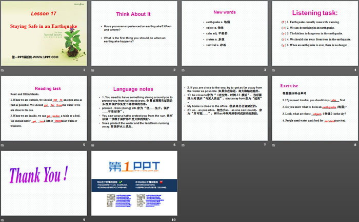 《Staying Safe in an Earthquake》Safety PPT教学课件
