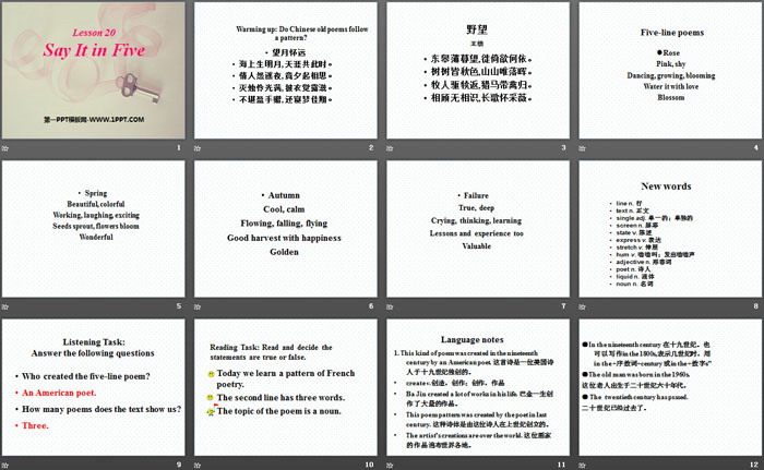 《Say It in Five》Stories and Poems PPT课件下载