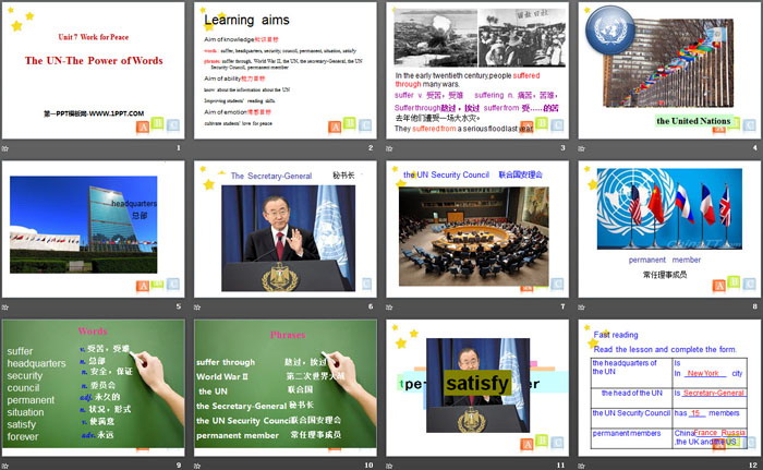 《The UN-The Power of Words》Work for Peace PPT