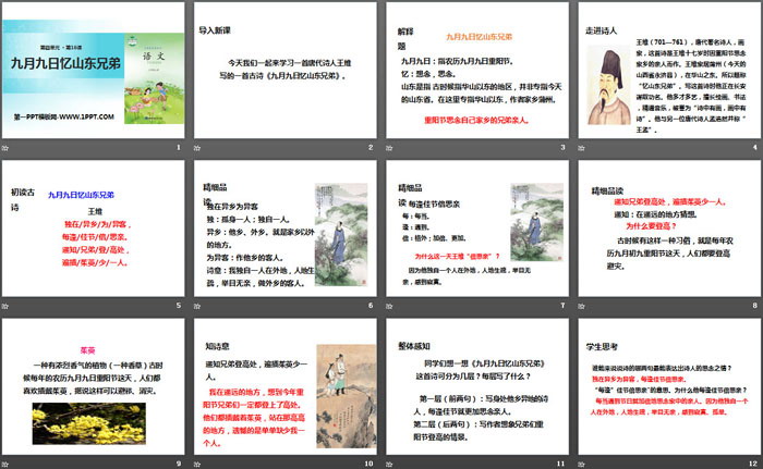 《九月九日忆山东兄弟》PPT下载