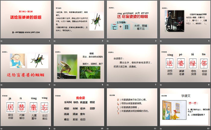 《送给盲婆婆的蝈蝈》PPT