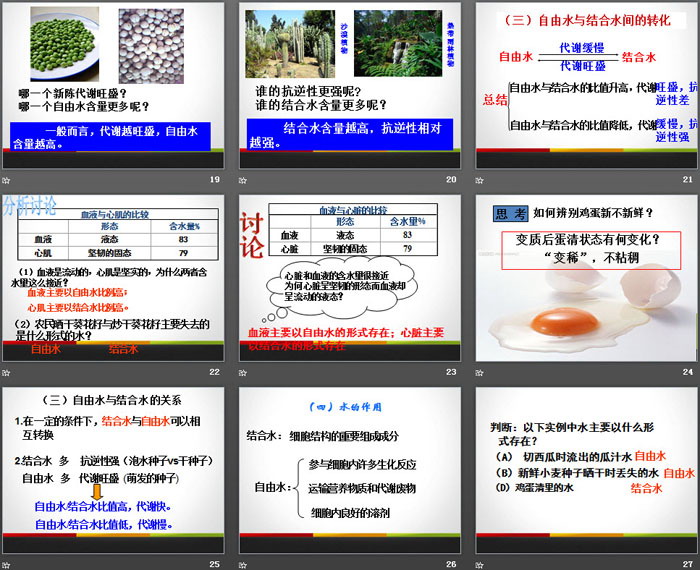 《细胞中的无机物》组成细胞的分子PPT