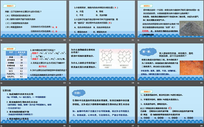 《细胞中的无机物》组成细胞的分子PPT课件