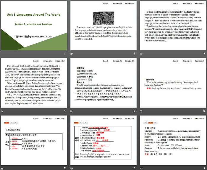 《Languages Around The World》Section A PPT