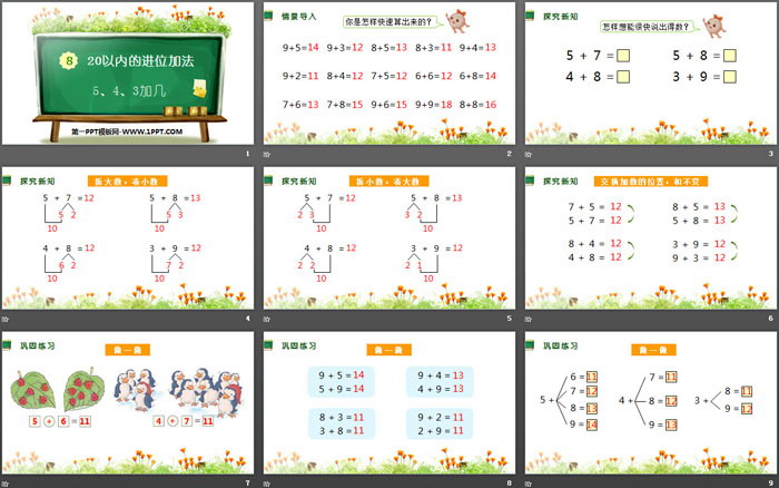 《5、4、3加几》20以内的进位加法PPT