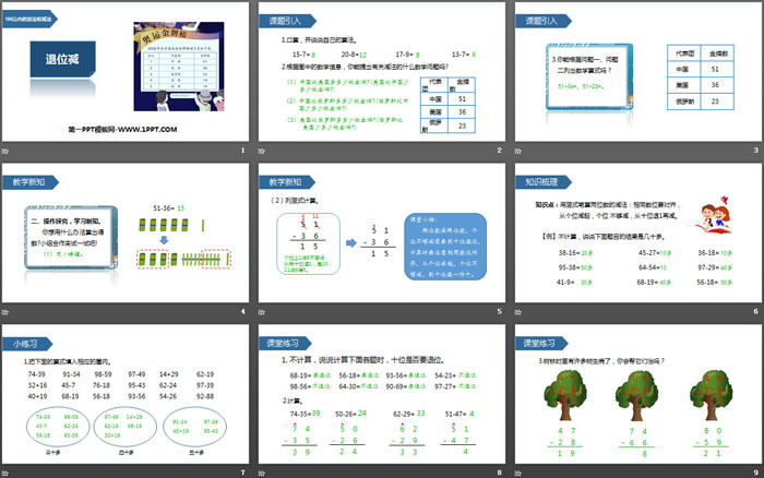 《退位减》100以内的加法和减法PPT教学课件