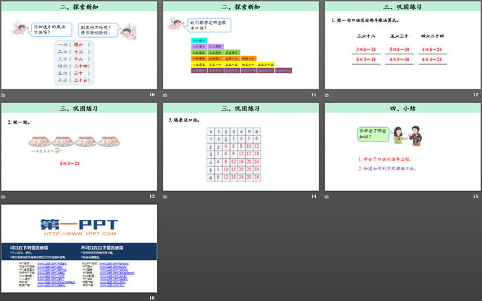《6的乘法口诀》表内乘法PPT