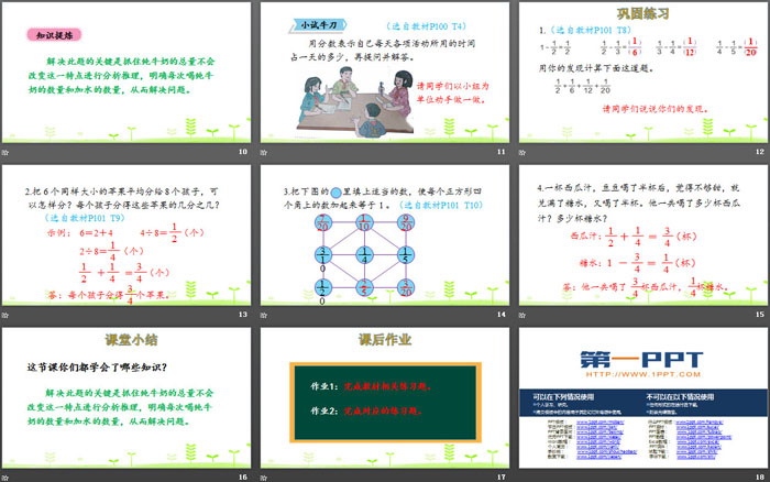 《用分数加减法解决问题》分数的加法和减法PPT