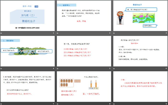 《青蛙吃虫子》加与减PPT下载