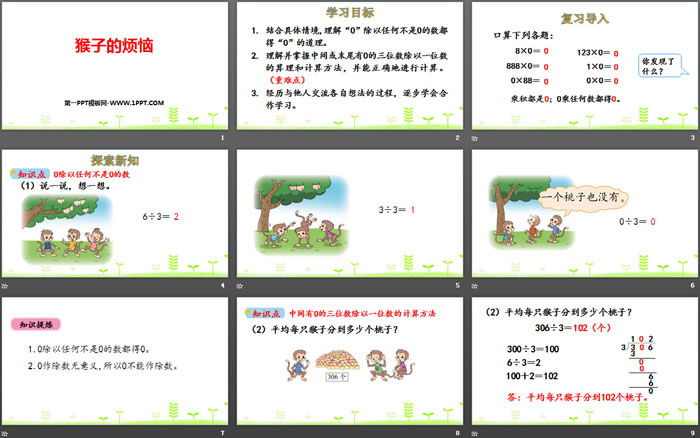 《猴子的烦恼》除法PPT下载