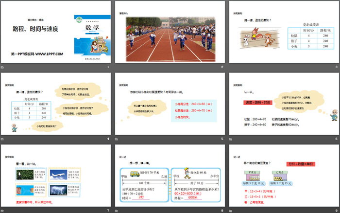 《路程、时间与速度》除法PPT