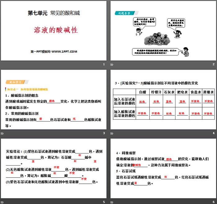 《溶液的酸碱性》常见的酸和碱PPT
