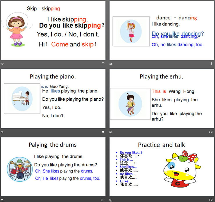 《She likes dancing》Hobbies PPT