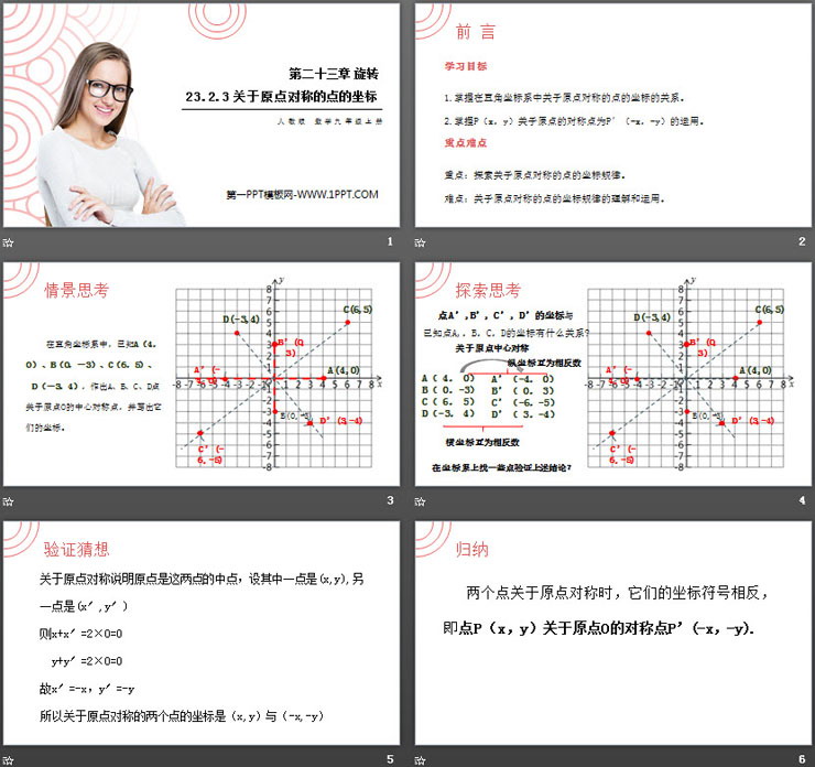 《关于原点对称的点的坐标》PPT课件下载