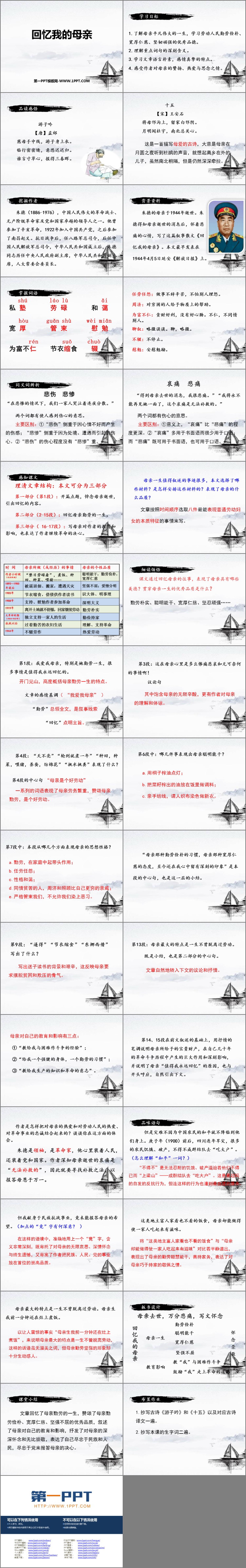 《回忆我的母亲》PPT优秀课件