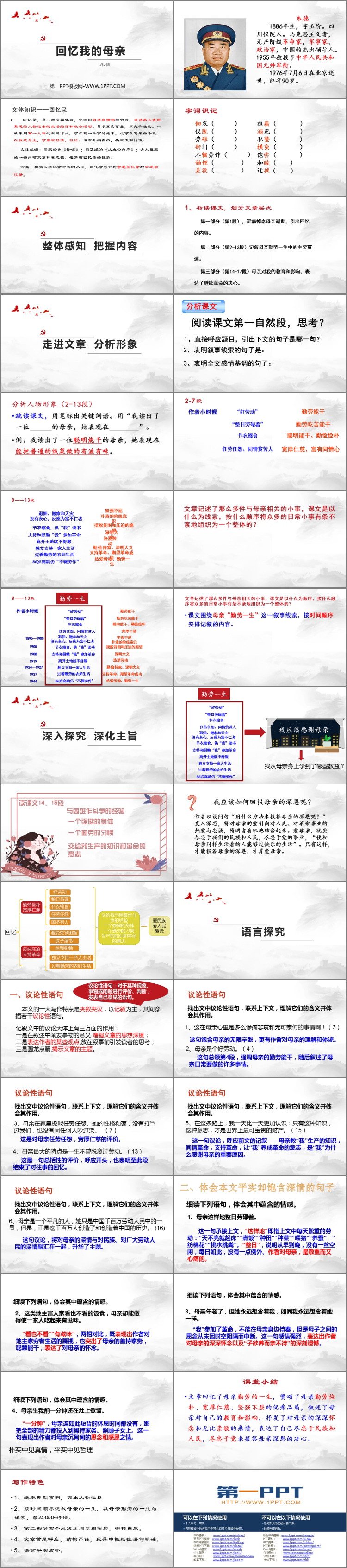 《回忆我的母亲》PPT课文课件