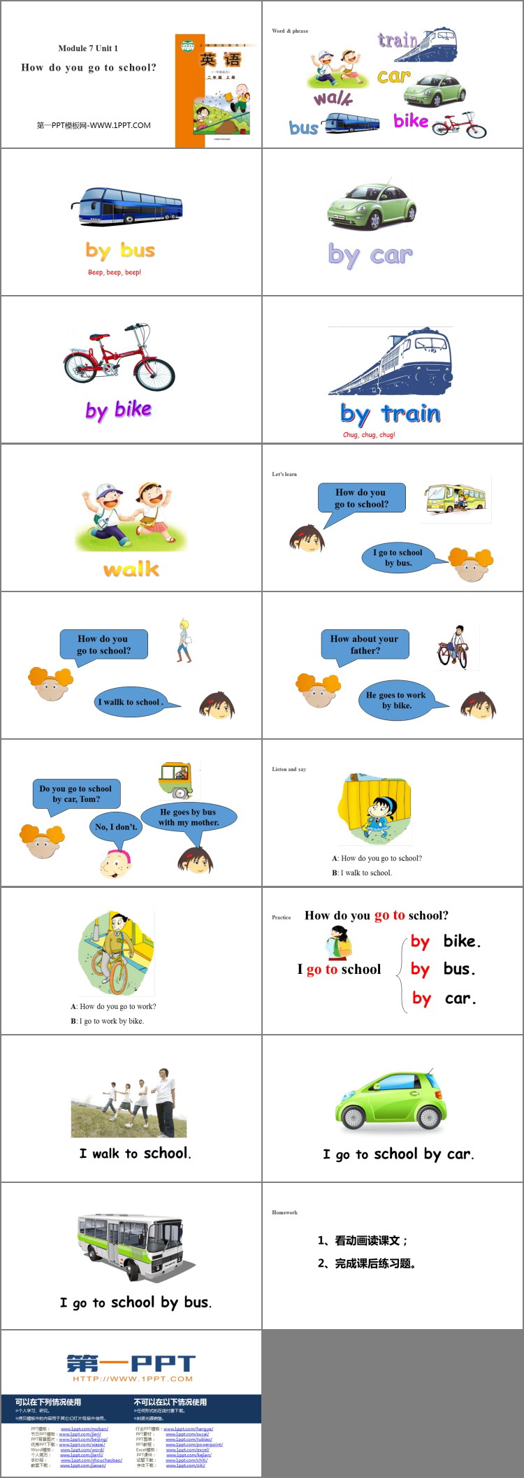 《How do you go to school?》PPT教学课件