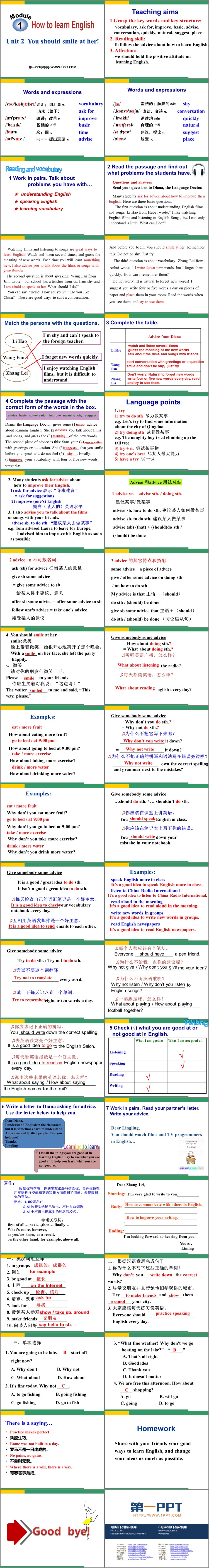 《You should smile at her》How to learn English PPT教学课件