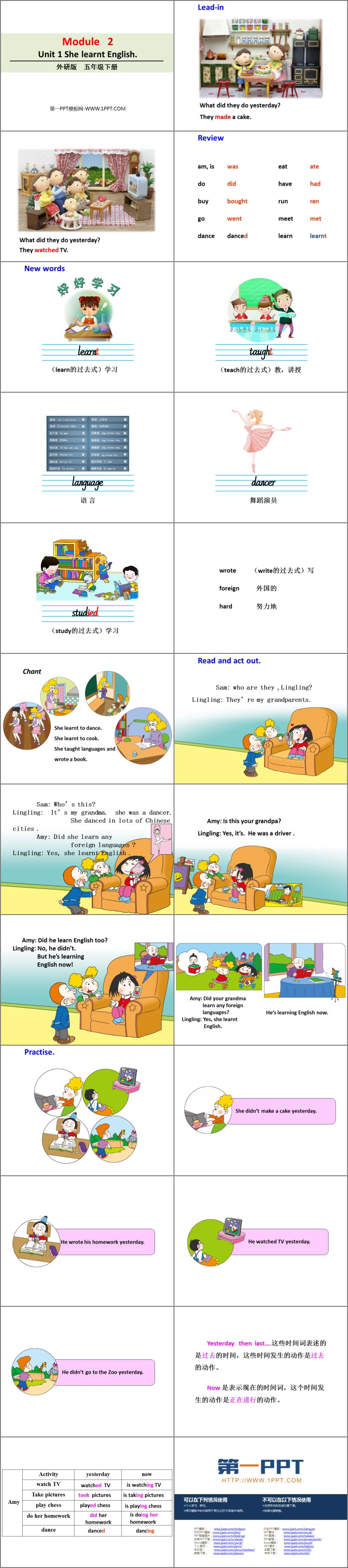 《She learnt English》PPT教学课件