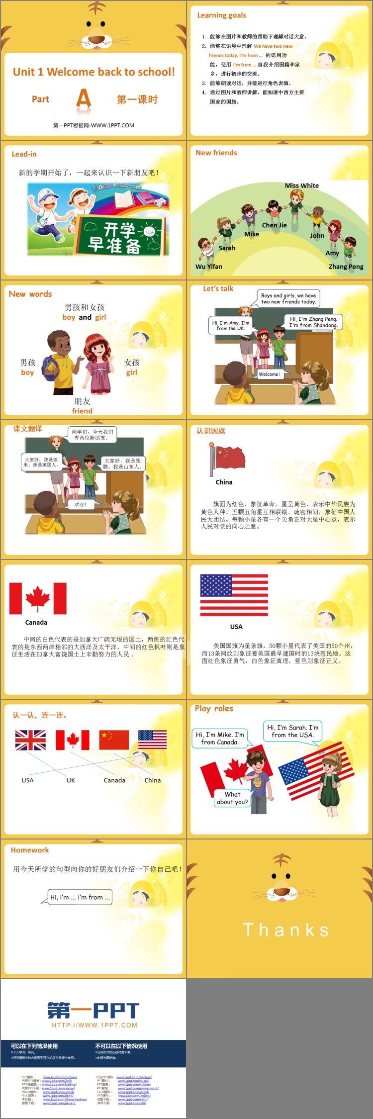 《Welcome back to school》Part A PPT课件(第一课时)