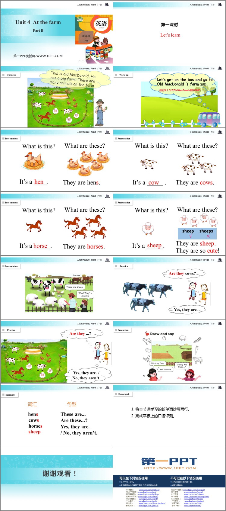 《At the farm》Part B PPT课件(第1课时)