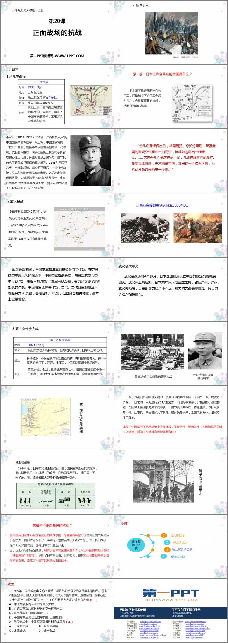 《正面战场的抗战》PPT教学课件