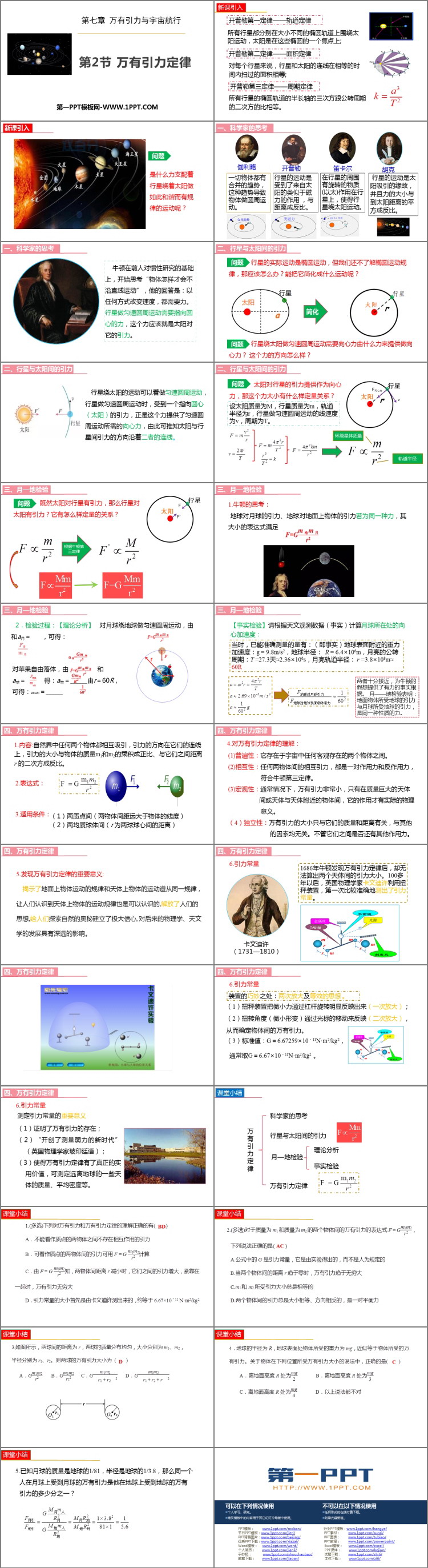 《万有引力定律》万有引力与宇宙航行PPT教学课件