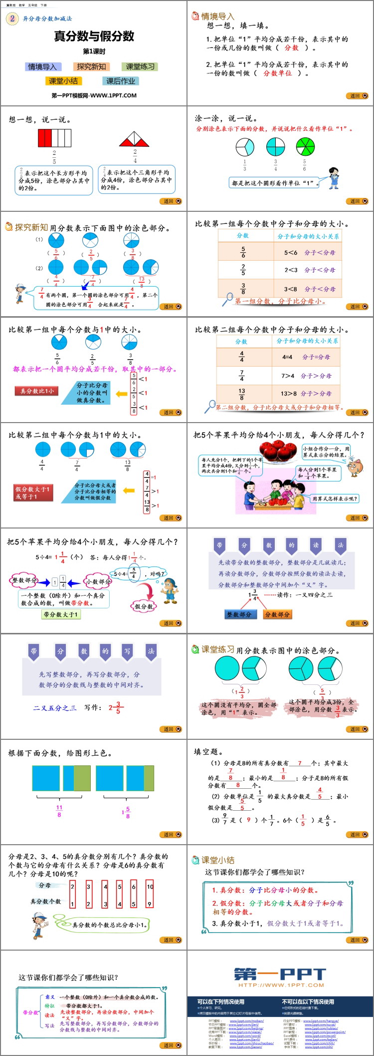 《真分数与假分数》异分母分数加减法PPT下载