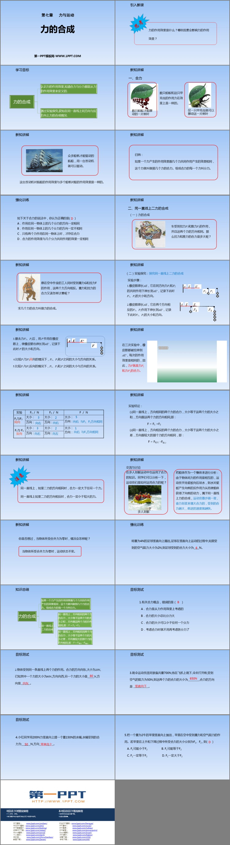 《力的合成》力与运动PPT教学课件