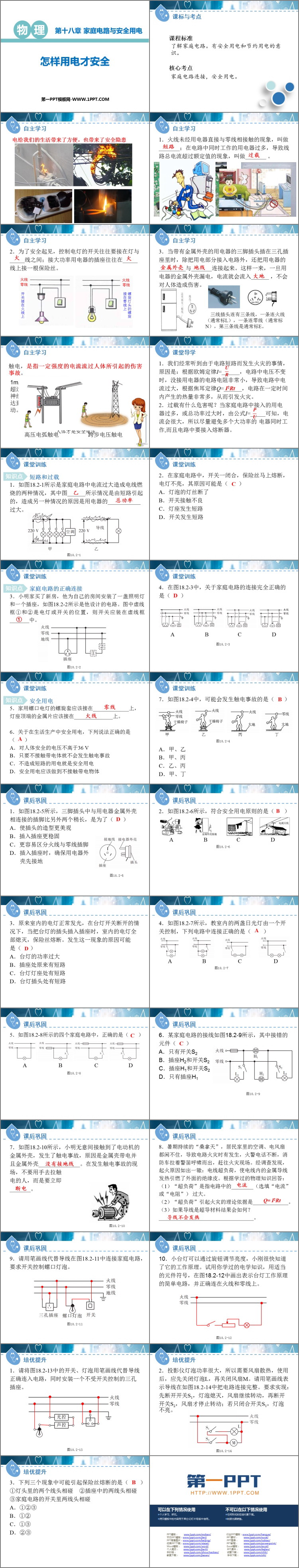 《怎样用电才安全》家庭电路与安全用电PPT教学课件